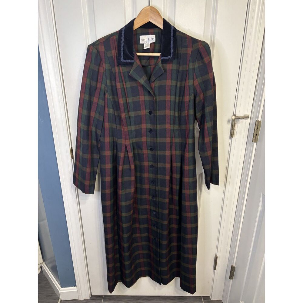 Vintage Miss Dorby Petites Plaid Tartan Dress Size 14 Petite